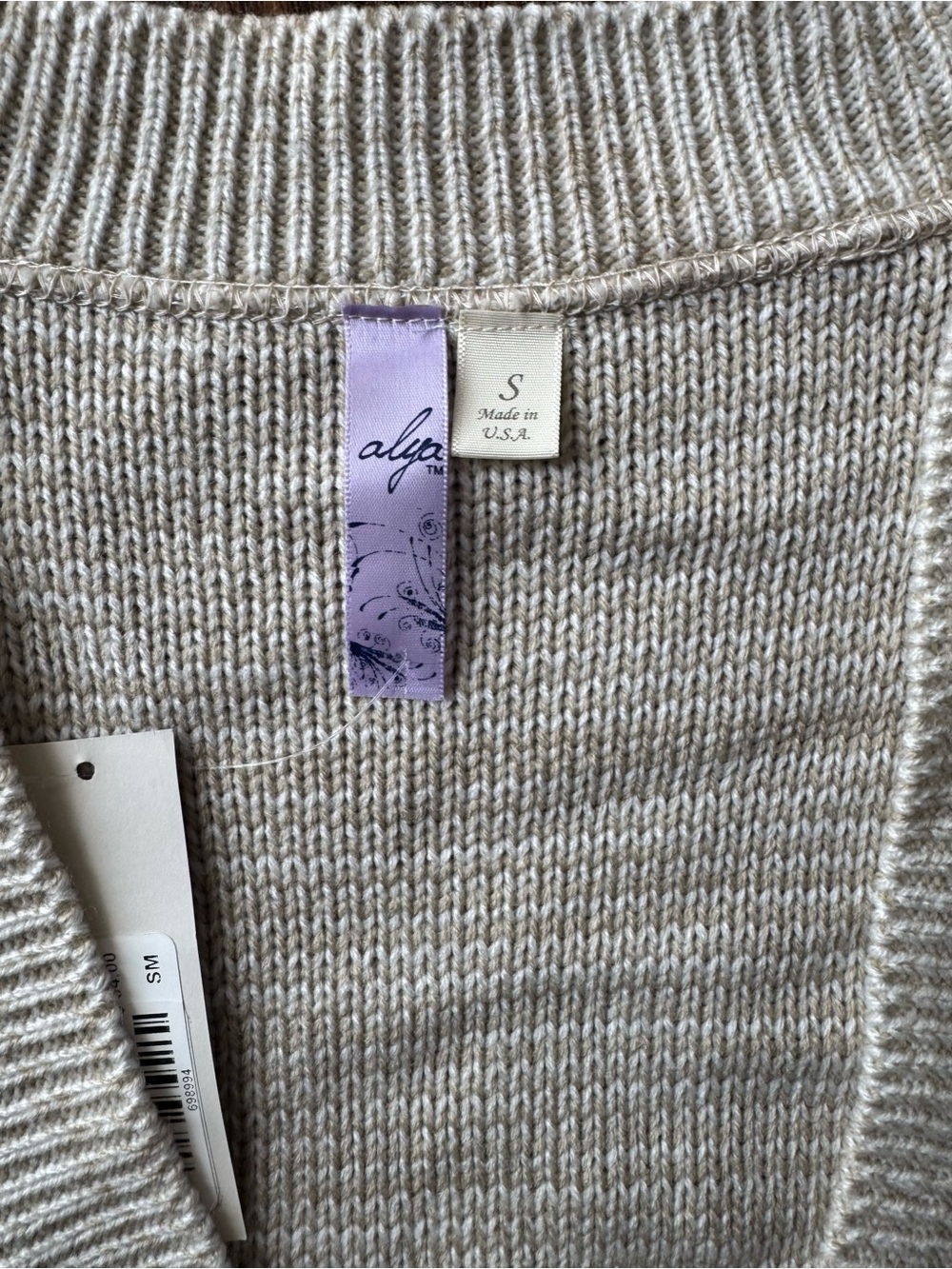 NWT Alya Cream Open-Front Fair Isle Cardigan Size S - Picture 3 of 7